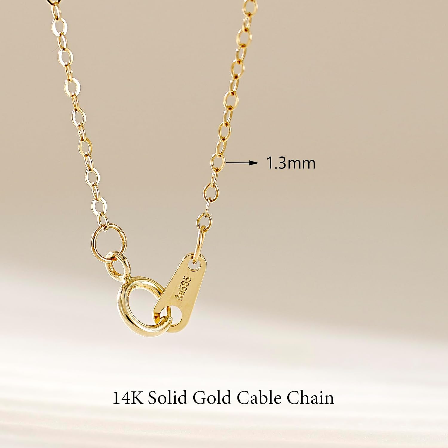 14K Gold Cable Chain Necklace, Dainty Sparkle 1.3mm/1.5mm/1.8mm Cable Link Chain, 16-24 Inches for Women Men, Hypoallergenic, Non-Tarnish, Cadenas de Oro 14K para Mujer
