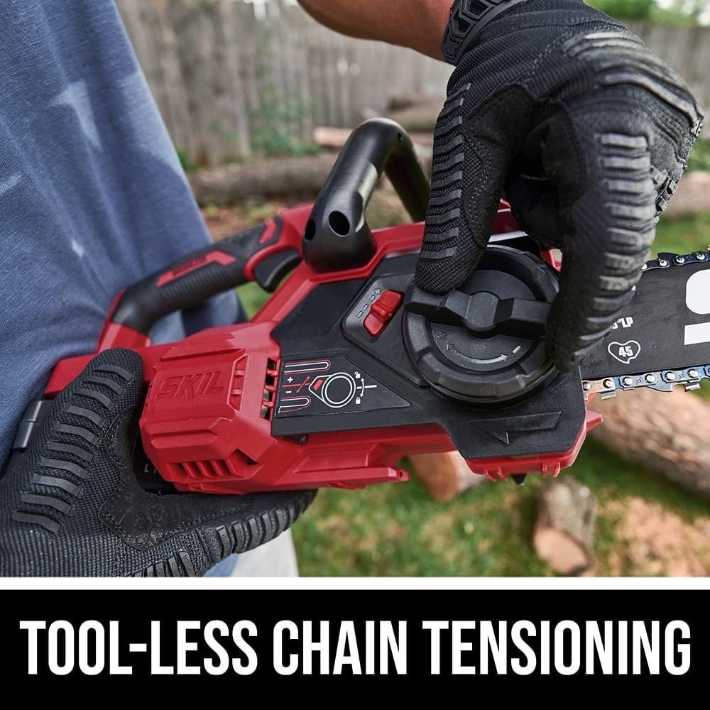 SKIL PWR CORE 20 Brushless 20V 12'' Handheld Lightweight Chainsaw Kit with Tool-free Chain Tension & Auto Lubrication, Includes 4.0Ah Battery and Charger-CS4562B-10