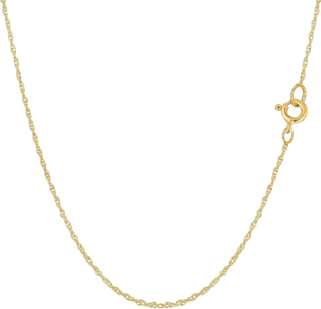 Jewelry Affairs 14k Yellow Real Solid Gold Rope Chain Necklace, 0.9mm