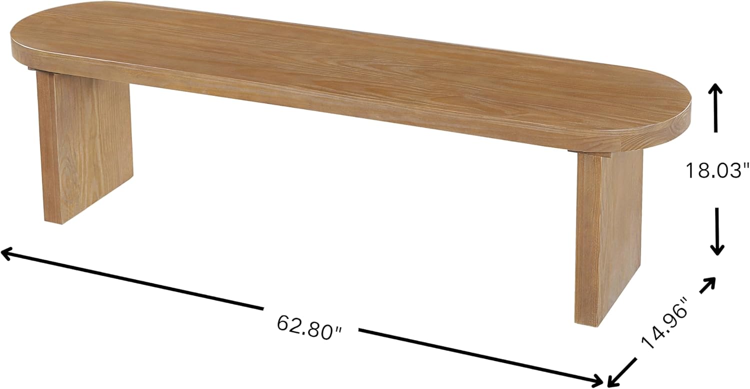 Christopher Knight Home Arford 62.8' Indoor Pine Dining Bench, Solid Wood Bench Seat for Dining Table, Modern Oval Dining Seat, Spacious Seating, Long Footstool for Living Room Dining Room, Pine Wood