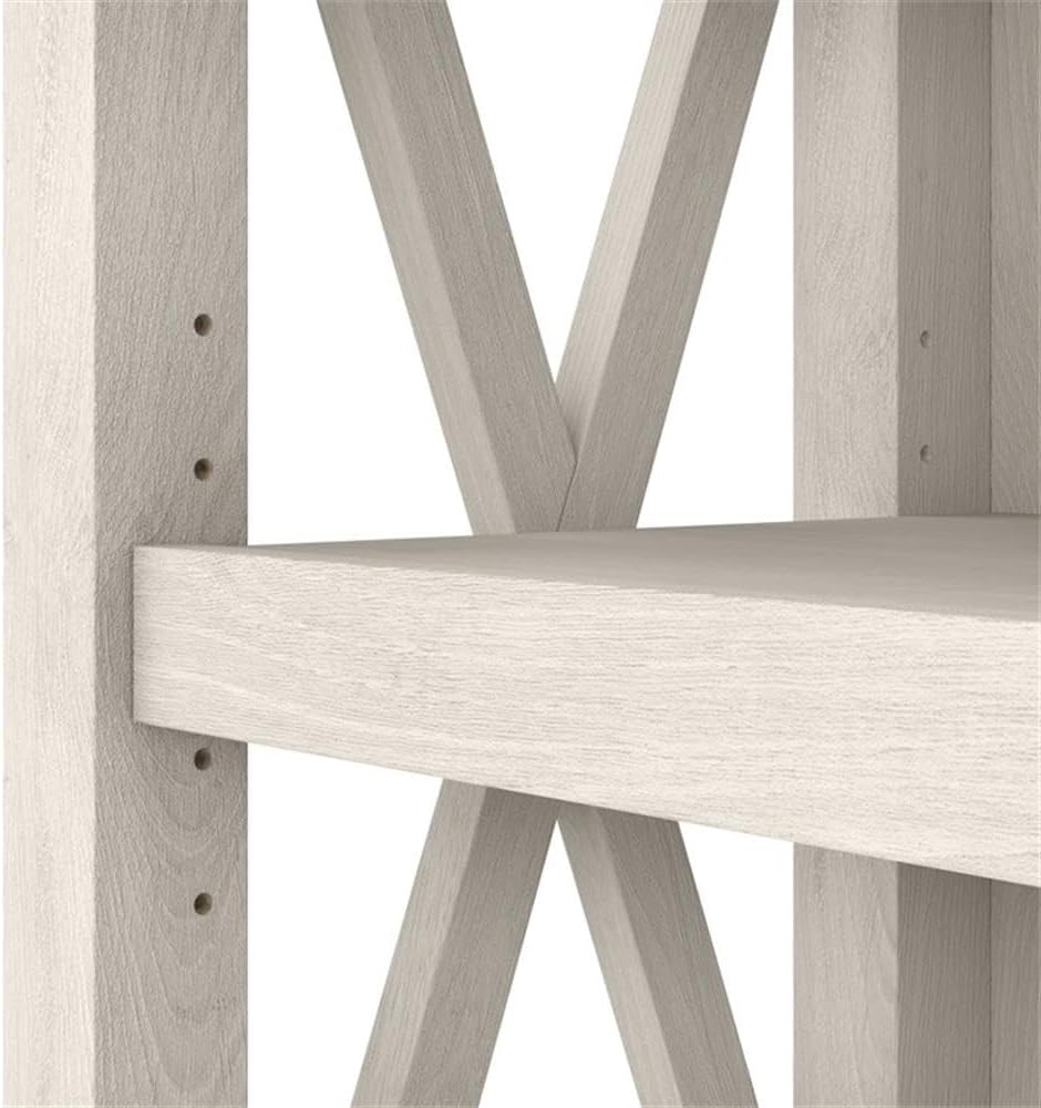 Bush Home Key West 5 Shelf Bookcase - Set of 2 | Tall Bookshelves in Linen White Oak | Sturdy Display Shelves for Library, Living Room, and Home Office