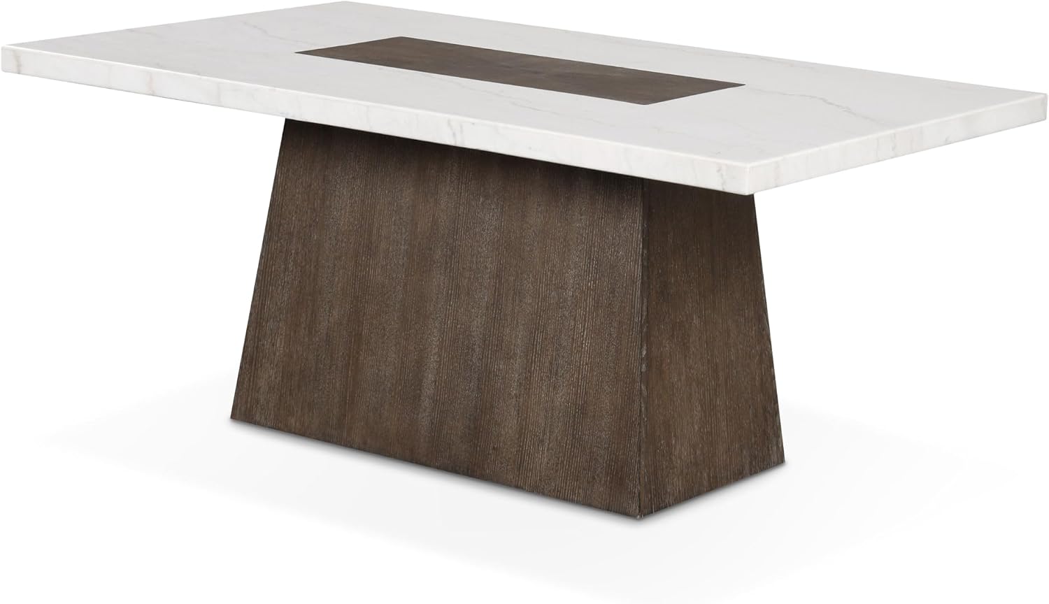 Furniture of America Rafferty Modern Solid Wood 70-inch Rectangle Dining Table with Genuine White Marble Tabletop and Tapered Pedestal Base, Seats up to 6, for Home Kitchen, Living Room, Dark Walnut