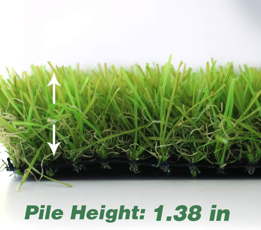 Artificial Grass Turf 11FTX22FT,1,38inch 4 Tone Realistic Synthetic Thick Fake Faux Grass Rug Astroturf Carpet Landscape for Dogs Indoor Outdoor Garden Lawn Mat, with Drainage Holes