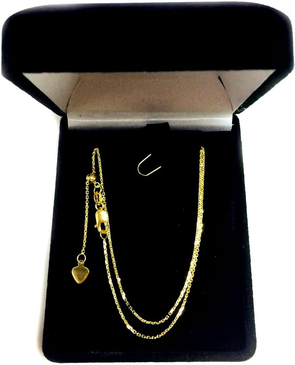 Jewelry Affairs 10k Yellow Real Gold Adjustable Cable Link Chain Necklace, 0.9mm, 22'