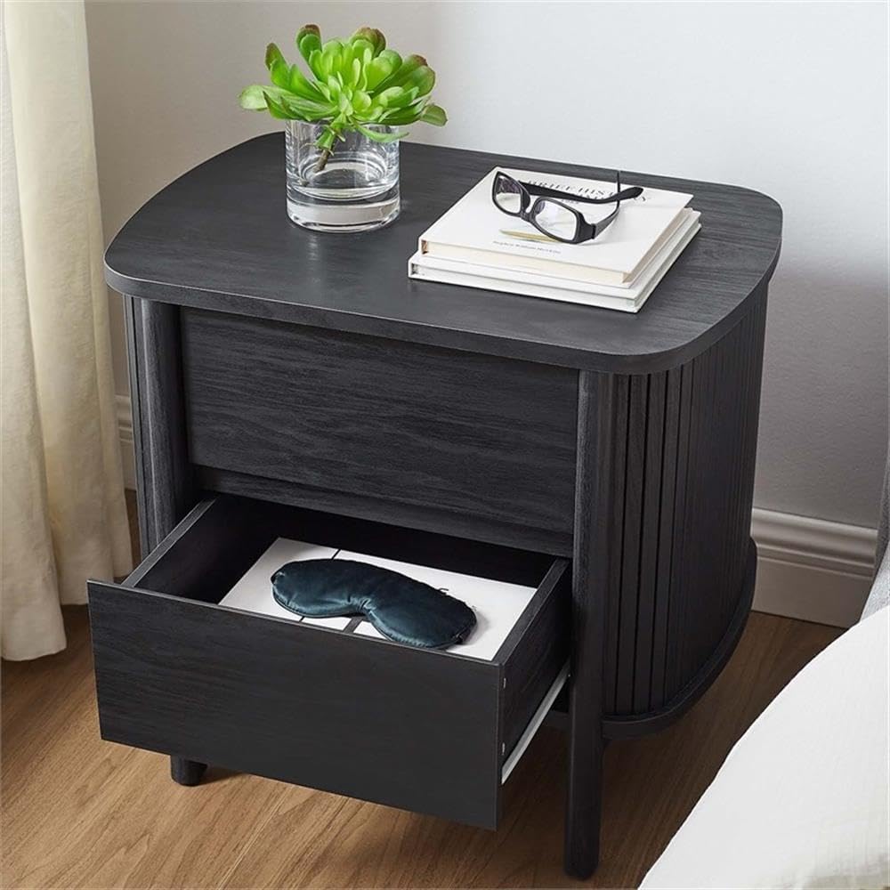 Modway Cadence Fluted 2-Drawer Nightstand in [Color] - Mid Century Modern Bedside Table with Storage - Wood Grain Accent Table - Boho Side or End Table for Living Room or Bedroom