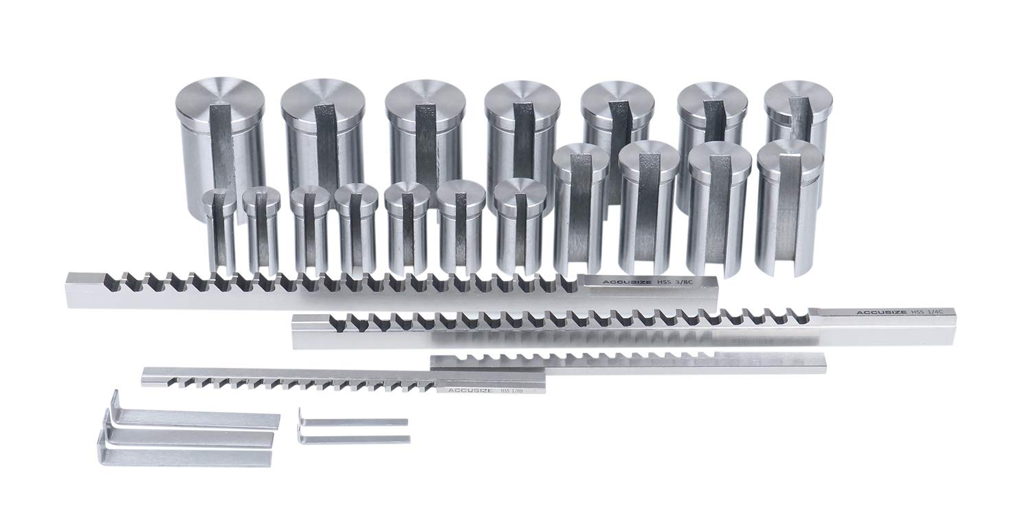 Accusize Industrial Tools No 10-10A Conbination H.S.S. Keyway Broach Sets in Fitted Box, 5100-0012