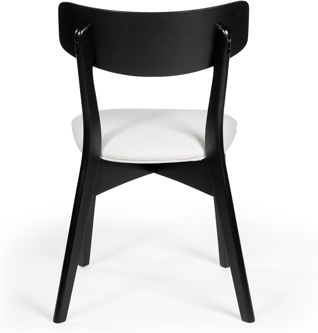 Chazz Upholstered Dining Chairs- Light Beige/Matte Black (Set of 2)