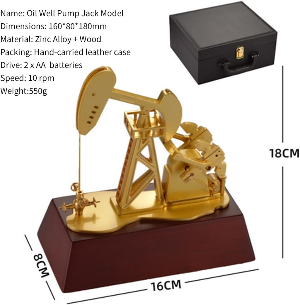 3D Electric Metal Oil Well Pump Jack Model, DIY Industrial Mechanical Model Toy Gift, Creative Desktop Ornament Decoration, Science Eductional Toy