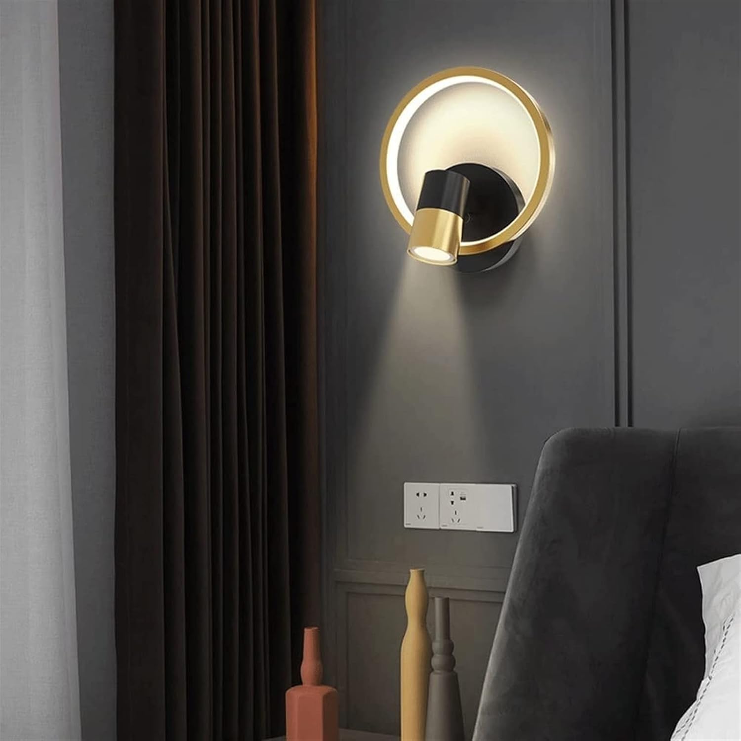 Modern Wall Lamp, Bedside Reading Light, d Rotatable Ceiling Spotlight, Indoor LED Wall Sconce, Headboard Lights, Adjustable Wall Light for Bedroom Living Room Farmhouse Bedside Corridor