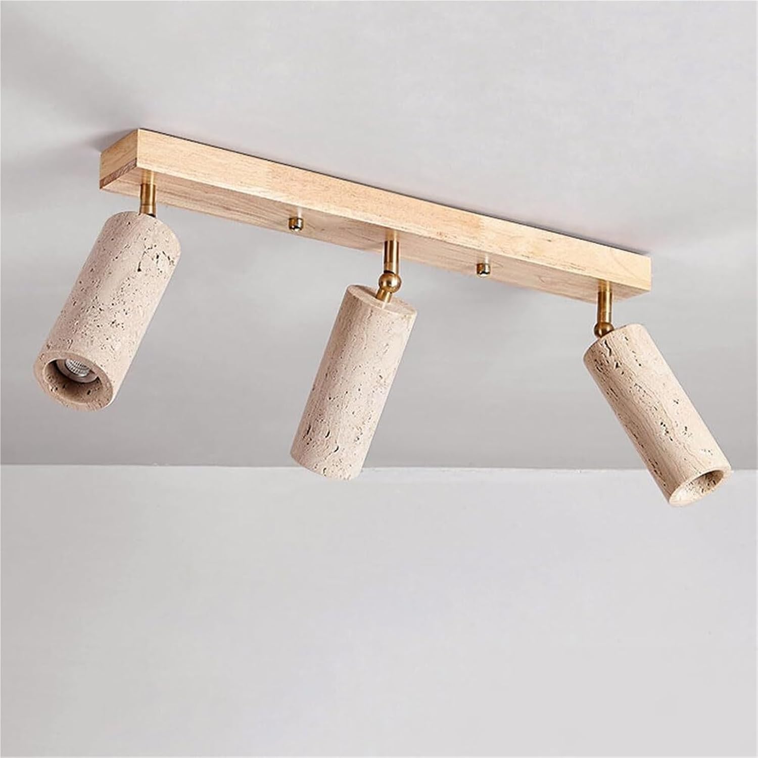 Wabi Sabi Flush Mount Ceiling Light 3-Light Yellow Travertine Spotlight Indoor Industrial Ceiling Lamp Natural Stone Vintage Chandelier Light Fixture For Corridors Bedroom Hallway Hotel(Log Color)