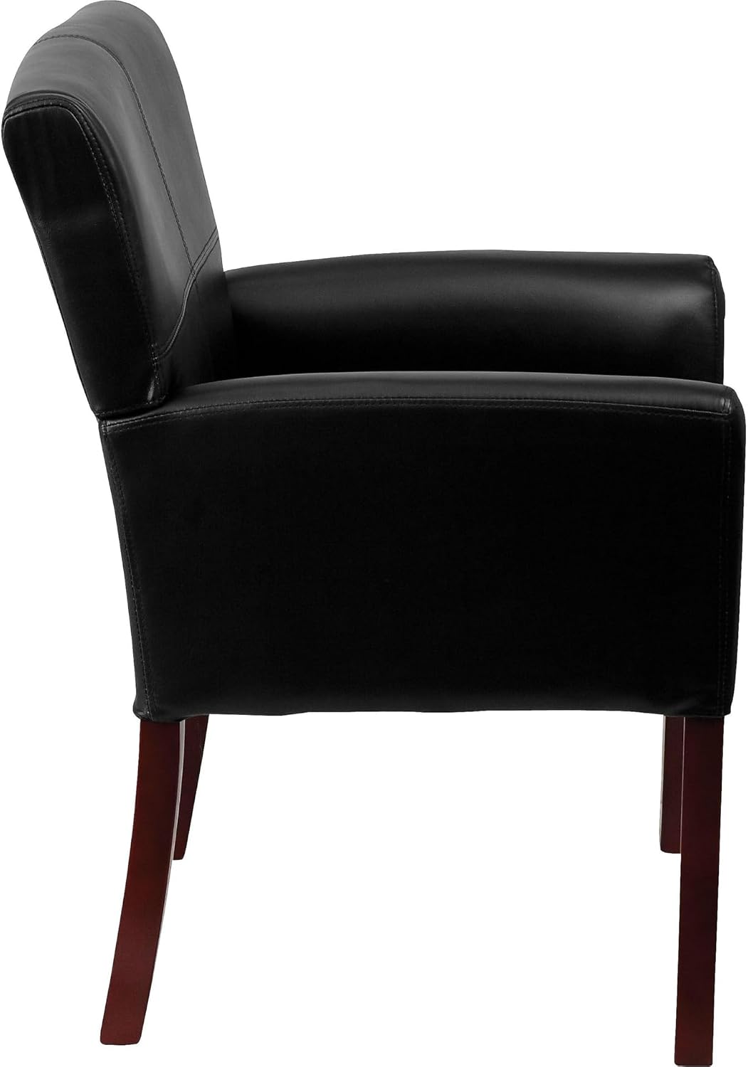 Flash Furniture Taylor LeatherSoft Upholstered Executive Side Reception Chair, Lobby Chair with Cushions and Padded Arms, Black
