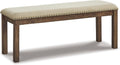 Signature Design by Ashley Moriville Casual Rustic Upholstered Dining Bench, Grey & Brown