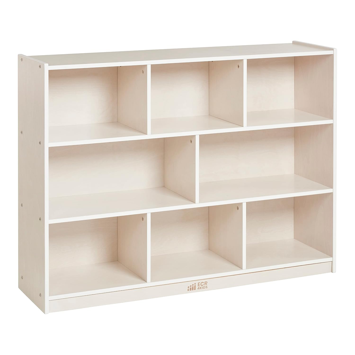 ECR4Kids 8-Compartment Mobile Storage Cabinet, Elementary, Classroom Furniture, White Wash