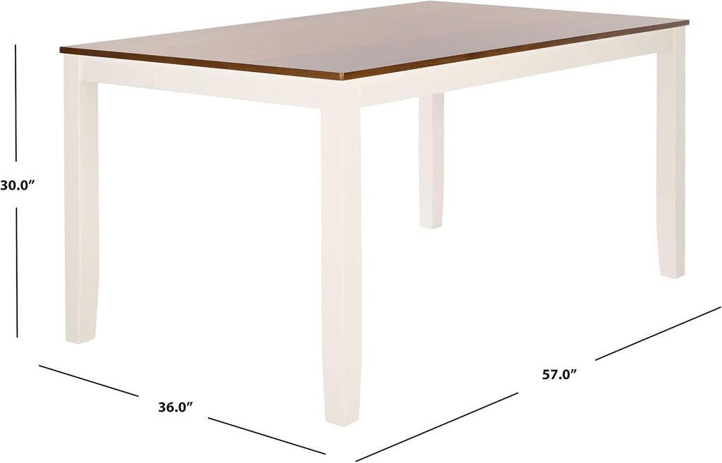 Safavieh Home Collection Silio White and Natural Rectangle Dining Table