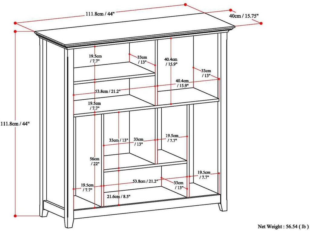 SIMPLIHOME Amherst Bookcase - 44 inch Tall Multi-Cube Solid Wood Cube Organizer in White, Transitional Bookcase Storage for Living Room, Study Room or Office with Fixed Shelves and Tapered Legs