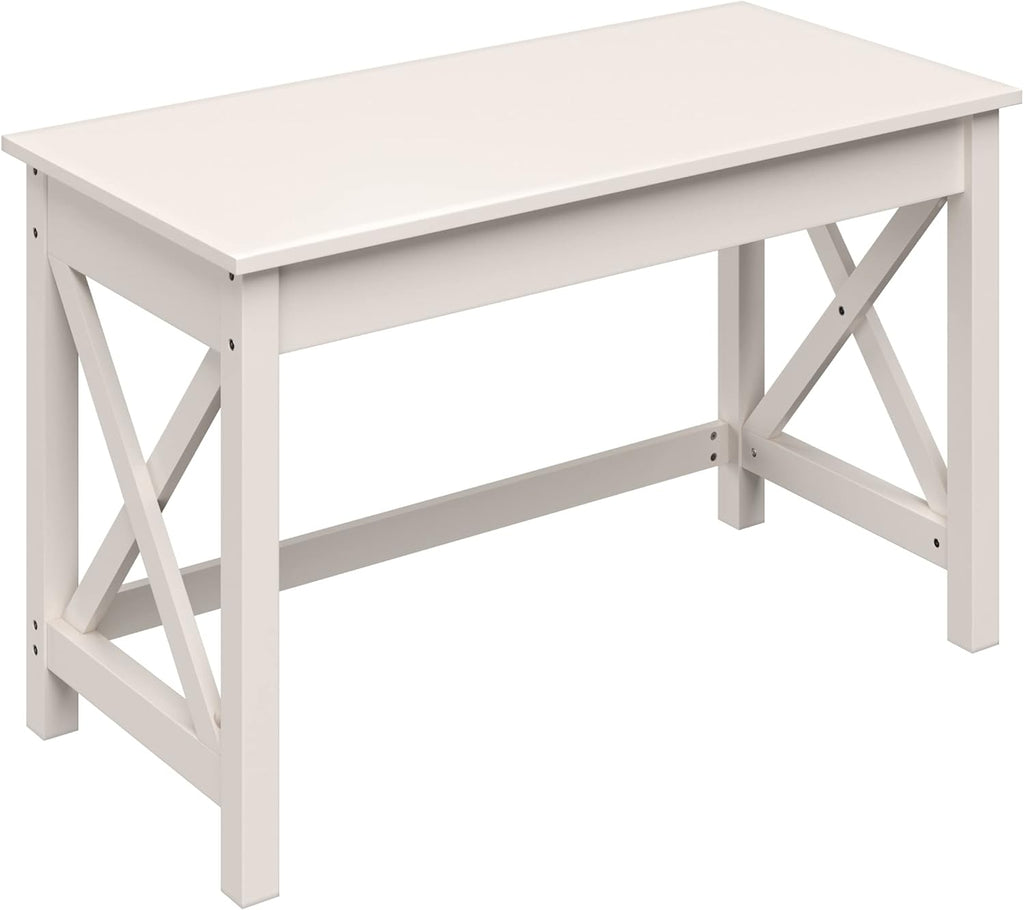 Lavish Home Writing Desk - Work Desk with X-Pattern Legs - for Office, Bedroom, Computer, or Craft Table - Home Office Desks (White)
