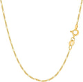 Jewelry Affairs 14k Yellow Solid Gold Figaro Chain Necklace, 1.3mm