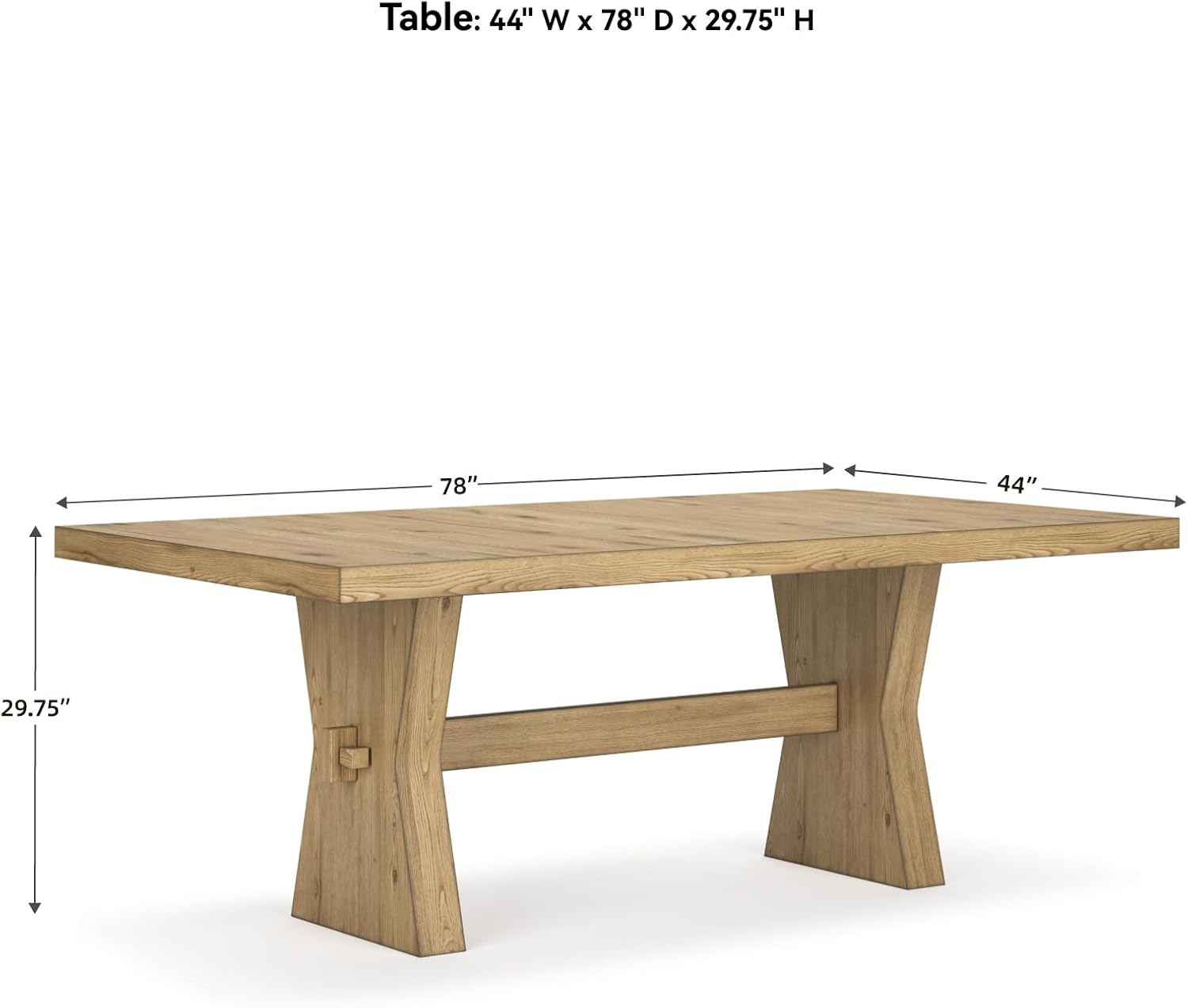 Signature Design by Ashley Galliden Farmhouse Dining Table with Extra-Thick Tabletop and Trestle Base, Light Brown