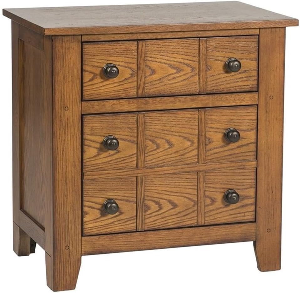 Liberty Furniture Grandpa's Cabin Drawer Night Stand, 27' x 17' x 27', Aged Oak