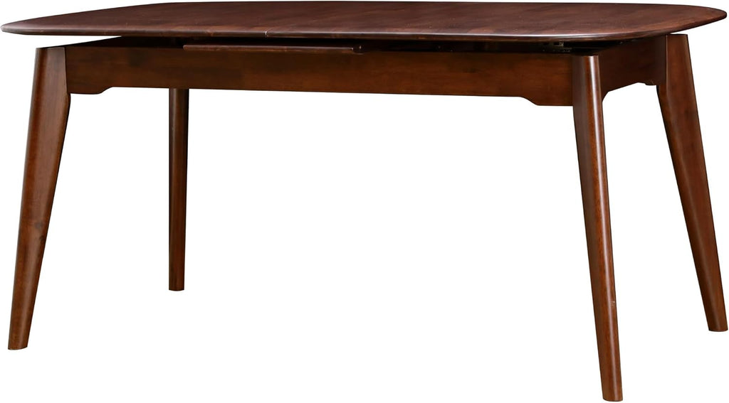 Furniture of America Nazaen Modern Solid Wood 78.7-inch Extendable Rectangular Dining Table with Removable Leaf, Mechanism Auto Pop-up for Home Kitchen, Dinettes, Rich Walnut