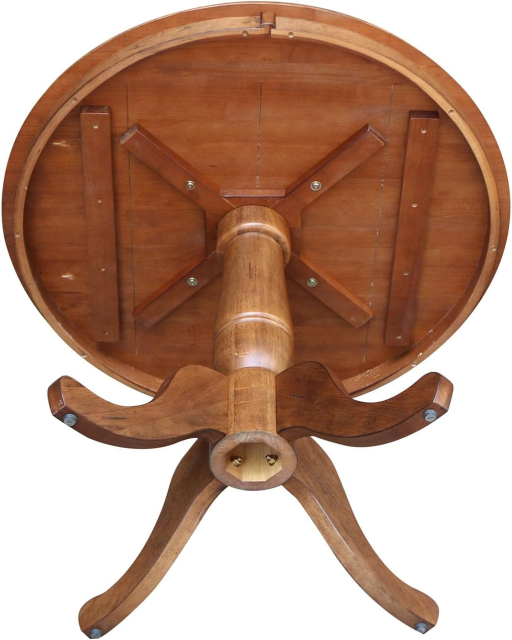 IC INTERNATIONAL CONCEPTS 36' Solid Wood Round Top Pedestal Table in Distressed Oak - 29.1' Height