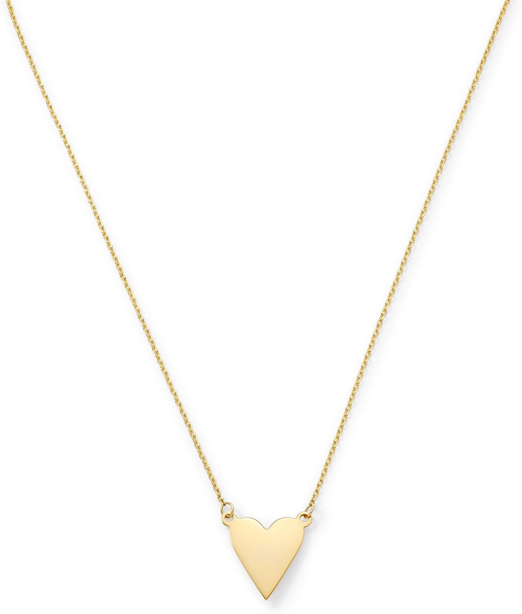 Amanda Rose Collection 10K & 14K Yellow Gold Heart Pendant Necklace for Women, Adjustable 15–17 Inch Cable Chain