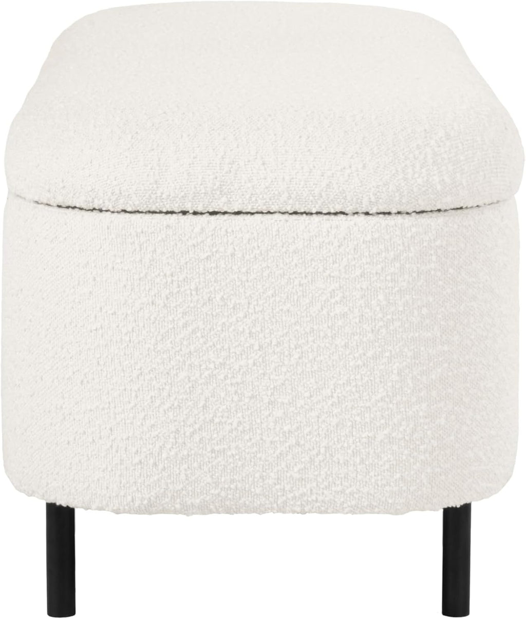 HomePop 46' Ellipse Storage Bench with Metal Legs - Cream Boucle