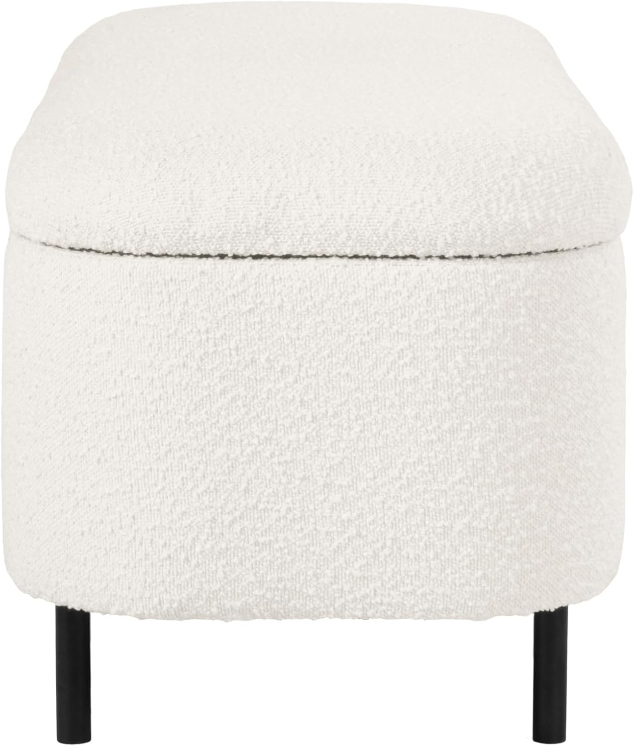 HomePop 46' Ellipse Storage Bench with Metal Legs - Cream Boucle