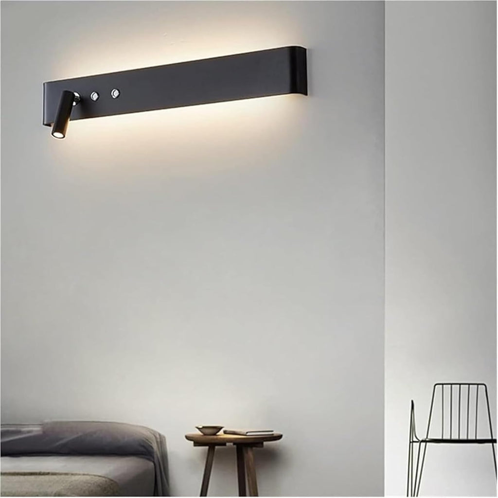 Black & White Modern LED Wall Lamps with Switch for Study Living Room Bedroom Aisle - Indoor Lighting with Spotlight & Chaner(White 62cm)