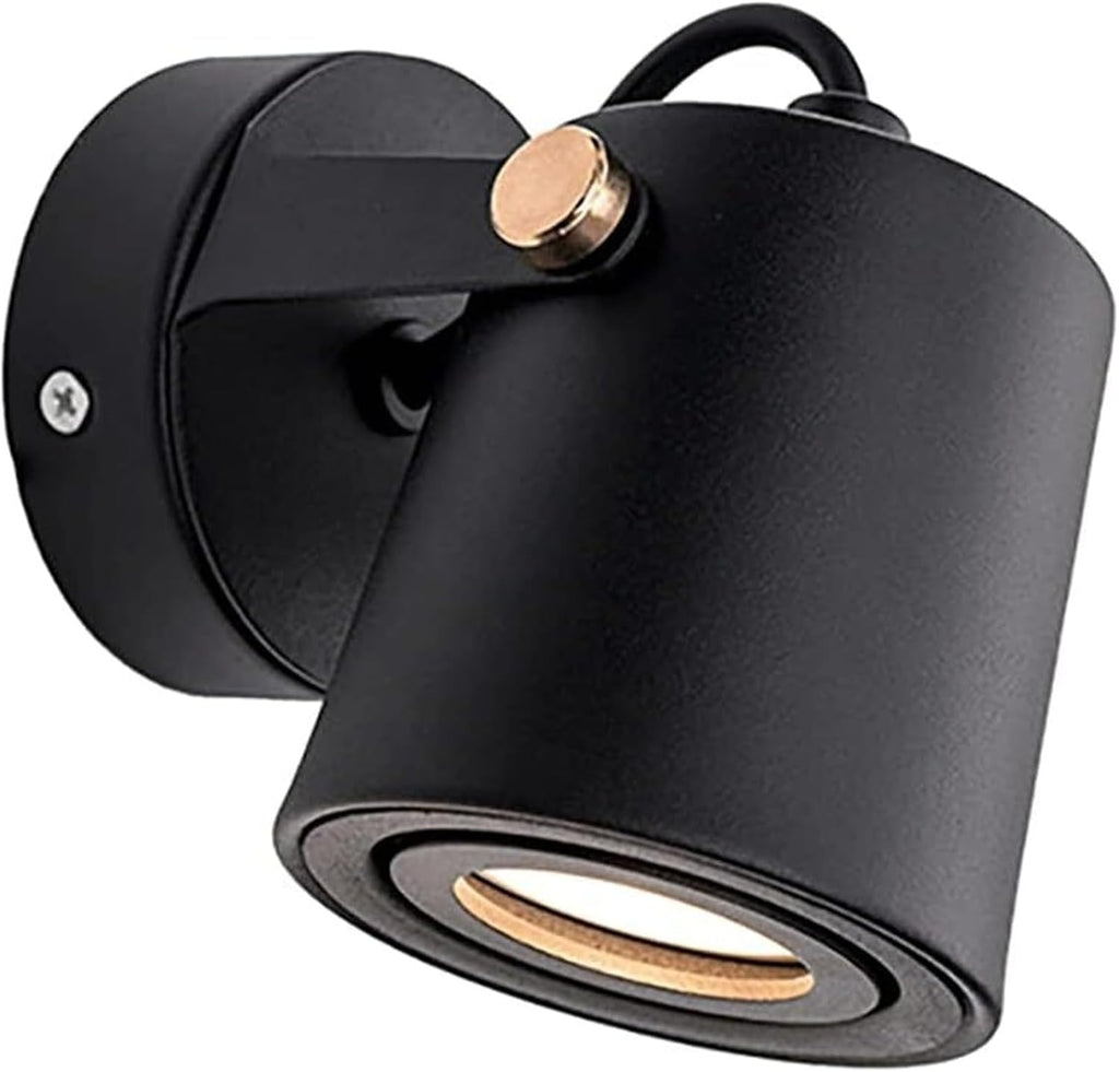 Indoor Single Head Wall Light with 350°+90° Adjustable Spotlight Modern GU10 Bedroom Bedside Wall Lamp Nordic Minimalist Wall Lighting Fixtures for Hallway Living Room(Dark)
