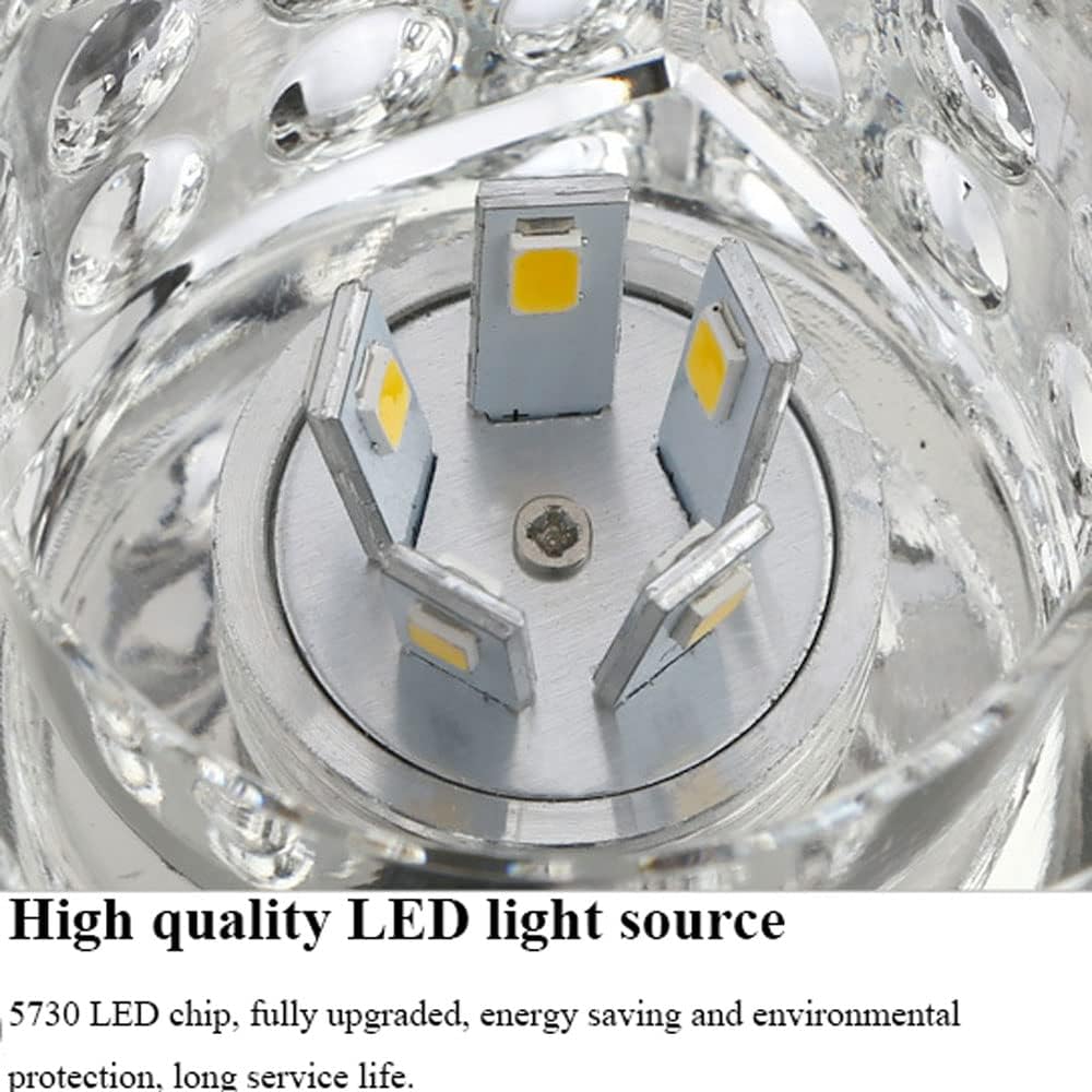 6 Piece Modern Crystal LED Downlights - Square Ceiling Spotlights for Indoor Bedroom Home Lighting - Warm White 5W/3W