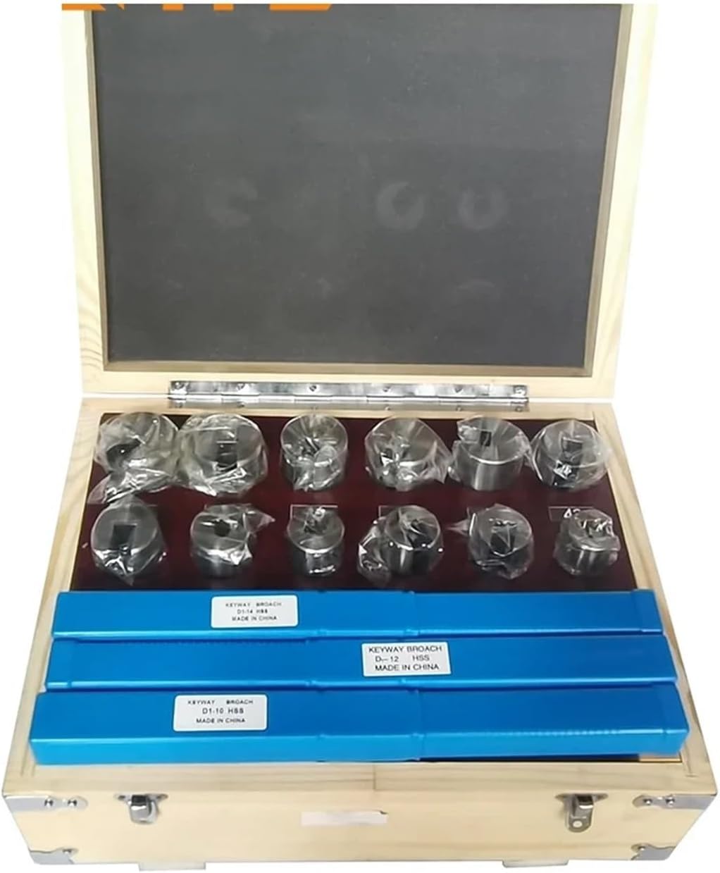 Push Type Keyway broaches 21pcs Keyway Broach Tool Set 10mm 12mm 14mm Broaches 32-50 Bushings Shims HSS Cutting Tools for CNC Machine