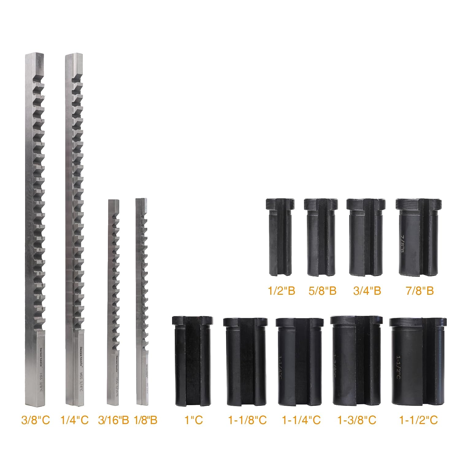 No.10 Keyway Broach Sets 18 Pcs Inch HSS Industrial Tools with 4 Broaches, 9 Bushings and 5 Shims