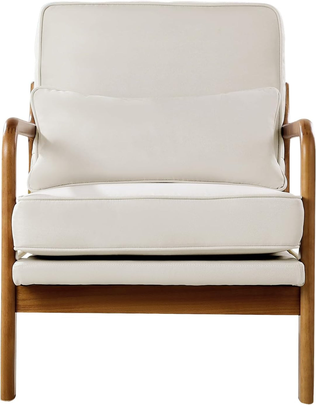 VEVOR Accent Chair, Mid Century Modern Armchair with Solid Wood Frame and Non-Slip Legs, Upholstered Leisure Chair with Linen Fabric and 5.7 in Thickened Cushion, for Living Room, Bedroom, Office