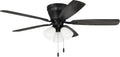 Craftmade 52' Wheeler Indoor Flush Mount 5 Blade Flat Black Finish Ceiling Fan with Optional 3-Light Kit