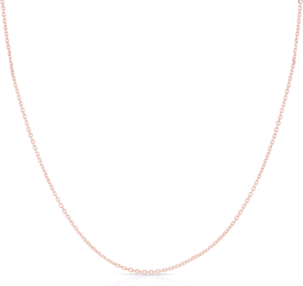 Floreo 14k Yellow Gold, White Gold, or Rose Gold 0.87mm Single Extendable Solid Diamond Cut Cable Chain Adjustable Necklace, 16' - 18 Inch