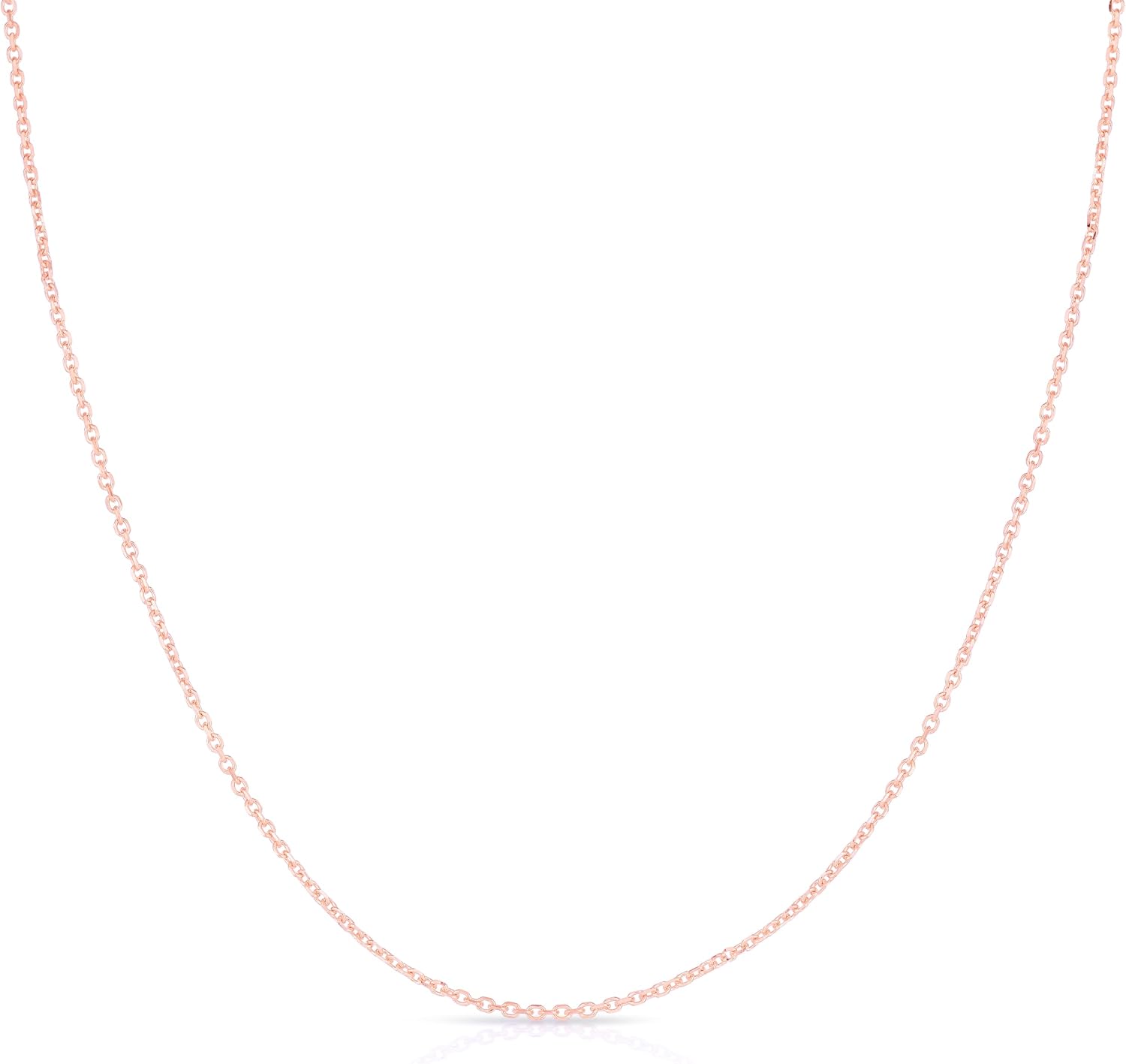 Floreo 14k Yellow Gold, White Gold, or Rose Gold 0.87mm Single Extendable Solid Diamond Cut Cable Chain Adjustable Necklace, 16' - 18 Inch