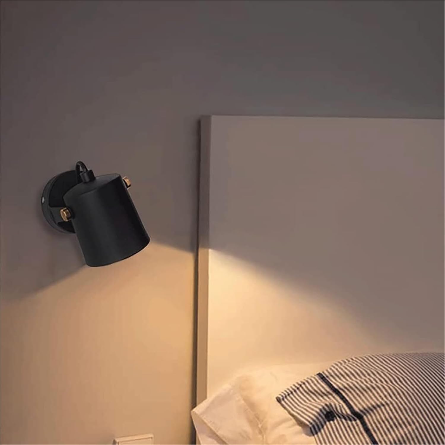 Indoor Single Head Wall Light with 350°+90° Adjustable Spotlight Modern GU10 Bedroom Bedside Wall Lamp Nordic Minimalist Wall Lighting Fixtures for Hallway Living Room(Dark)