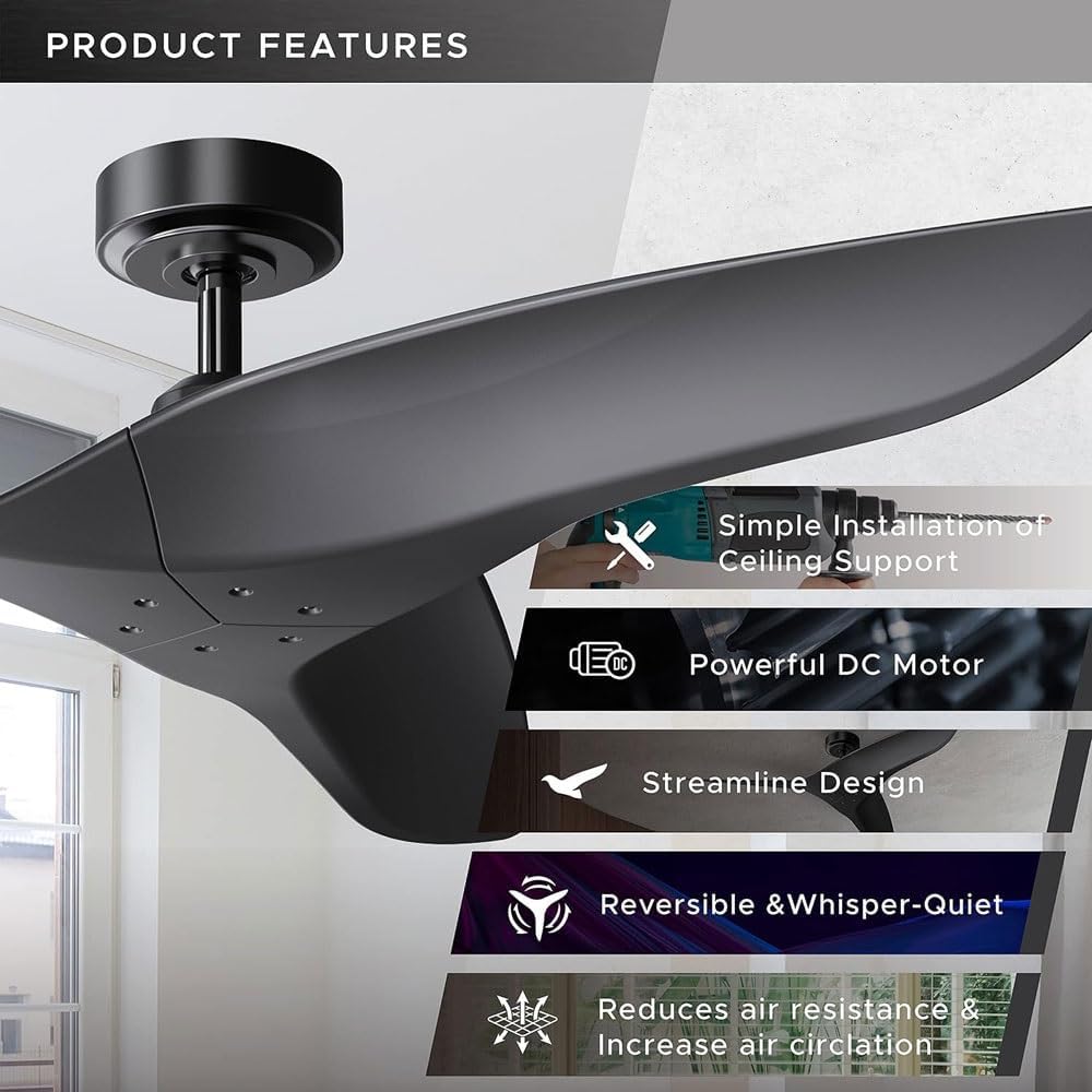LYZAP Small Ceiling Fans with Lights Flush Mount, 42 Inch Low Profile Ceiling Fan with LED Light and Remote Control，Color Adjustable, Reverse Airflow