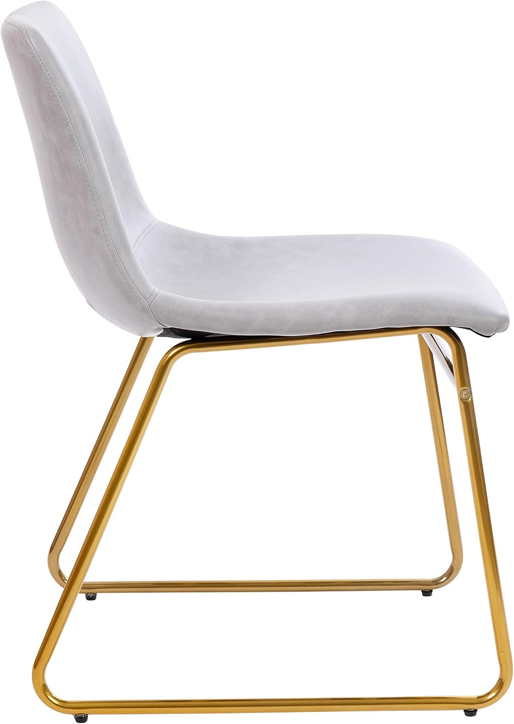 Flash Furniture Butler 18' LeatherSoft Dining Table Height Chairs, Mid-Century Modern Bucket Style Dining Chairs, Set of 2, Light Gray/Gold