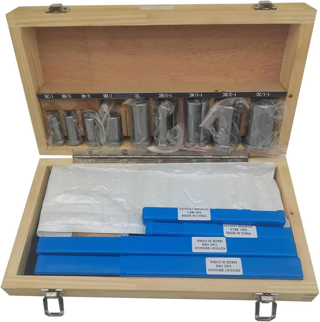Push Type Keyway broaches 18pc HSS Metric Keyway Broach Cutters B C Push Type 4mm 5mm 6mm 8mm + 9pc Bushing Sleeve + 5pc Shim Cutting Tool Metalworking