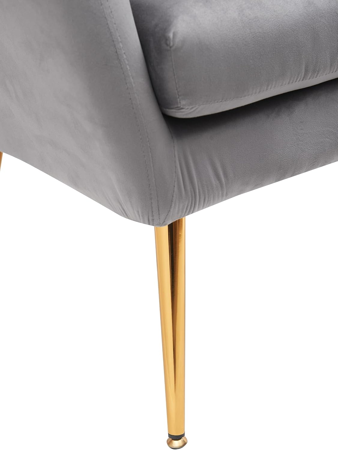 Container Furniture Direct Modern Chic Mid-Century Velvet Accent Armchair for Living Room, Bedroom, or Home Office, Button-Tufted Wingback Design with Gold Flared Legs, Grey