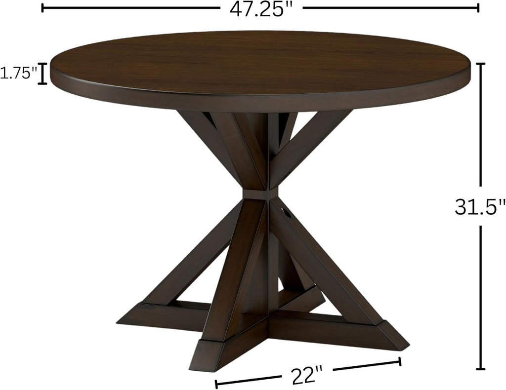 Roundhill Furniture Windvale Cross-Buck Base Dining Table, Espresso