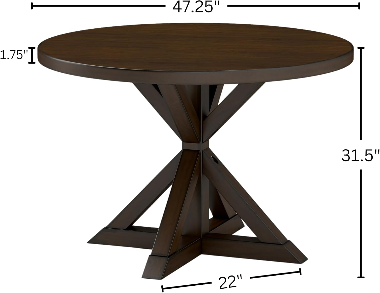 Roundhill Furniture Windvale Cross-Buck Base Dining Table, Espresso