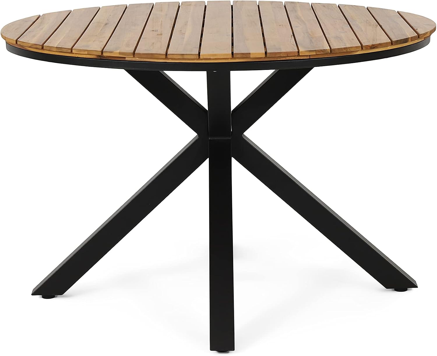 Christopher Knight Home Rlyn 5 Pieces Patio Dining Set, Rope Acacia Wood Dining Chair, Woven Armchairs, Round Wood Table for 4, Outdoor Table and Chair for Garden, Backyard, Poolside, Light Brown+Teak