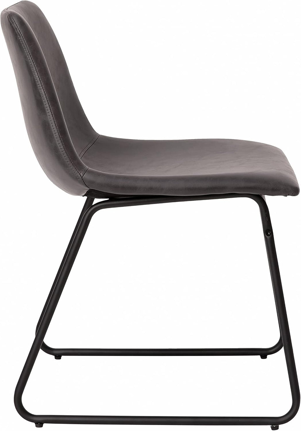 Flash Furniture Butler 18' LeatherSoft Dining Table Height Chairs, Mid-Century Modern Bucket Style Dining Chairs, Set of 2, Dark Gray/Black