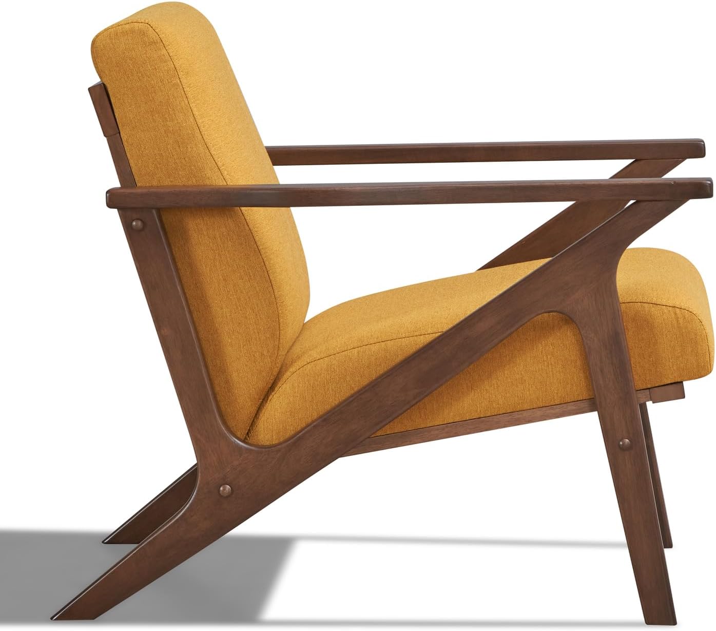 Zola Mid Century Modern Accent Chair Arm Chair: The Perfect Reading, Living Room, and Bedroom Chairs for Modern Home Furniture Use! Solid Wood Frame, Mustard/Walnut
