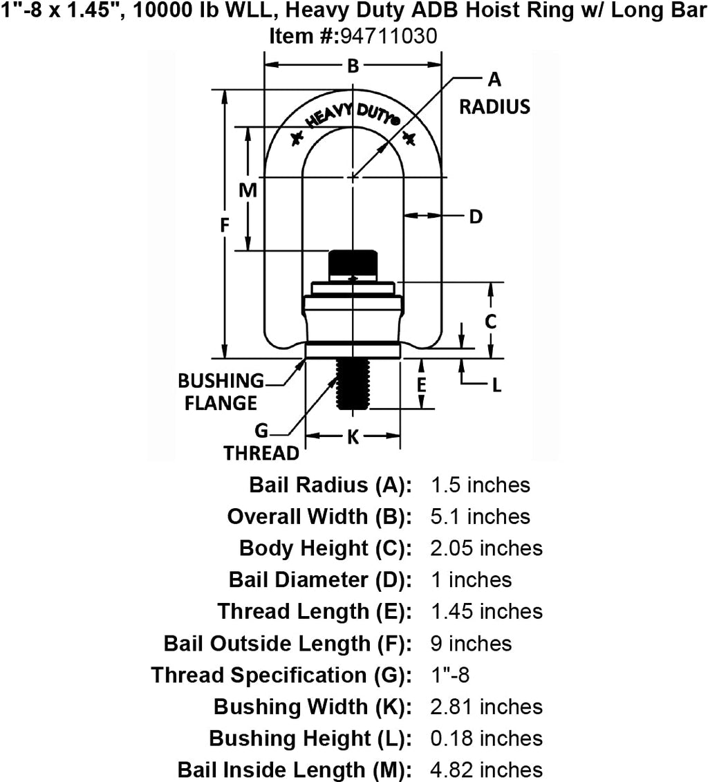 HRHD 10K LB 1-8 * 1.45 (33165)