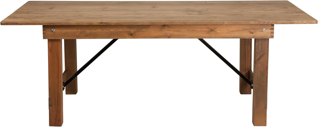 Flash Furniture Hercules Series 7' x 40' Rustic Solid Pine Folding Dining Table, Rectangular Antique Farmhouse Dining and Event Extension Table
