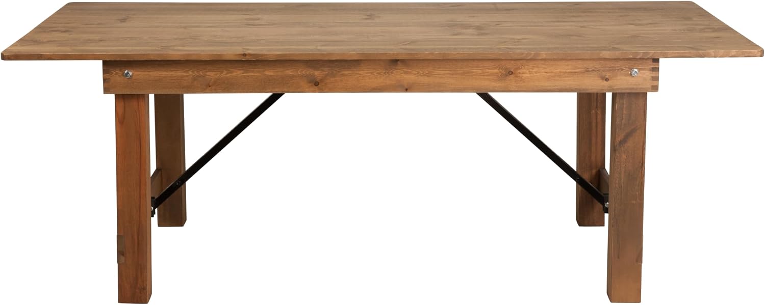Flash Furniture Hercules Series 7' x 40' Rustic Solid Pine Folding Dining Table, Rectangular Antique Farmhouse Dining and Event Extension Table